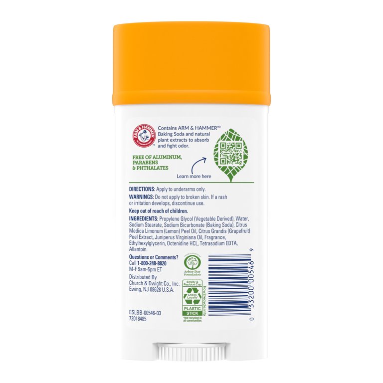 Arm and Hammer Essentials Solid Deodorant Coconut Geranium